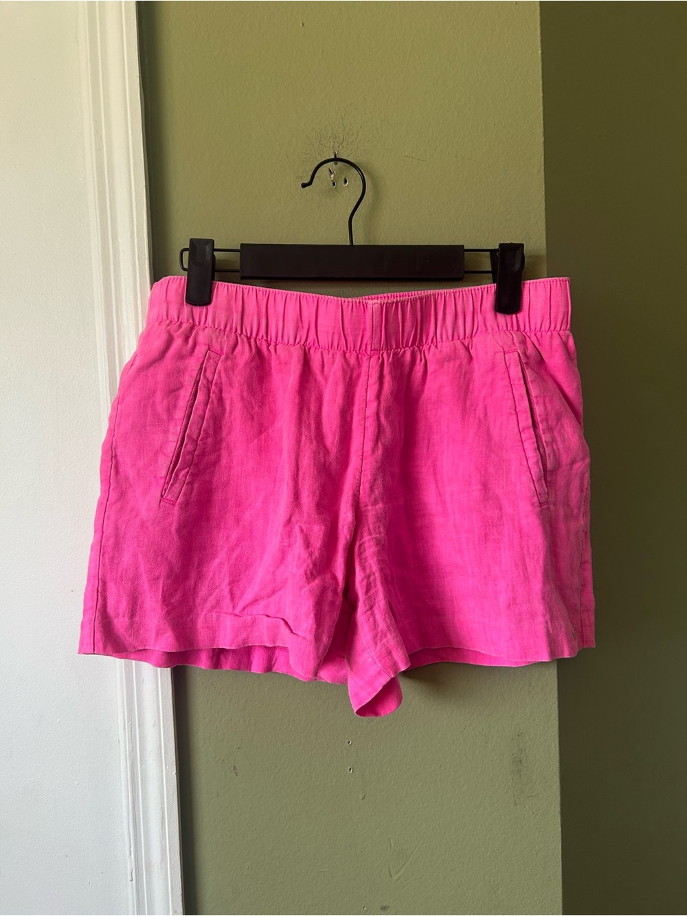 Lilly Pulitzer Hot Pink Linen-Blend Elastic Waist Shorts